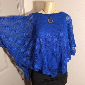 Chenault Blue lace poncho top